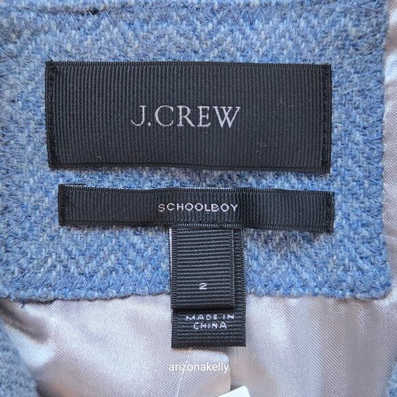 NWT J.Crew Schoolboy Blazer Wool Herringbone Blue Size 2 - Picture 2 of 12